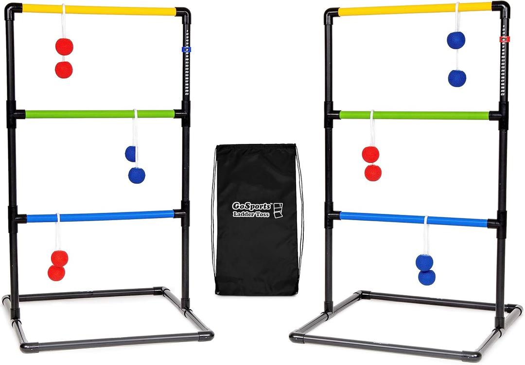 GoSports Ladder Toss Indoor & Outdoor Game Set with 6 Soft Rubber Bolo Balls and Travel Carrying Case - Choose Pro or Classic