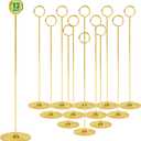 Place Card Holder, 12 in Tall, 12 pack, Gold, Table Cardholder Tabletop Menu Holder Harp-Clip Number Holder Recipe Holder Reserved Card Holder, For Restaurants, Weddings, Banquets