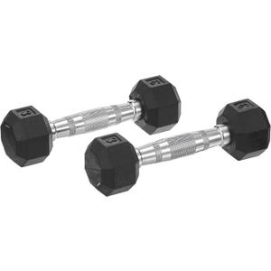 Dumbbells Hand Weights Set of 2 - Rubber Hex Chrome Handle Exercise & Fitness Dumbbell for Home Gym Equipment Workouts Strength Training Free Weights for Women, Men (A) 3-Pound (Pair))