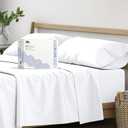 Mayfair Linen 100% Organic Cotton Percale Sheets California King Size - White Cotton Percale Sheets California King, 4 PC Percale Sheets Calking Size, Soft & Crisp, Cooling Sheets, 16" Deep Pocket