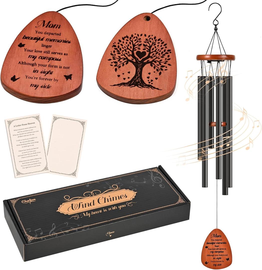 Memorial Wind Chimes for Mom, Sympathy Wind Chimes Memorial Gifts for Loss of Mom, Sympathy Gift for Loss of Mother