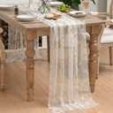 2 x Horaldaily Beige Gold Bow Gauze Tablecloth 60x120 Inch Rectangular, Golden Glitter Metallic Foil Thin Mesh Table Cover, Sheer Tulle Cheesecloth for Wedding Baby Shower Party