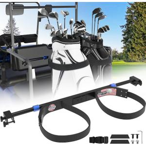 Golf Cart Bag Holder Bracket Lightweight & Sturdy, No Drilling Required, Adjustable Attachment for EZGO, Club Car, Yamaha 2+2 Rear Seats with 1-Inch Square Tube