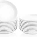 20 Piece Ceramic Appetizer Plates, 5.6 Inch Small Dessert Plates Set, White Round Plates for Bread, Butter, Snack, Lightweight Dinnerware Saucer Sets - Ivory, Oven, Microwave & Dishwasher Safe