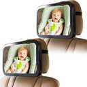 Enovoe Mirror for Baby Car Seat Rear Facing - 2 Pack - Wide Convex Back Seat is Shatterproof and Adjustable - 360 Swivel Backseat Carseat Helps Keep an Eye on Your Infant