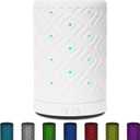 Essential Oil Diffuser Home Fragrance Aromatherapy Diffuser with 7 LED Color Changing Light and Auto Off Safety Switch Light Ceramic Diffuser White