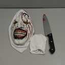 Adult Scary Clown Mask, 3PCS Bloody Killer Halloween Masks with Knife Gloves, Horror Party Cosplay Props