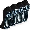 SkiBeaut Grips Non Slip Socks for Women, 4 Pairs Yoga Pilates Anti Skid Woman Hospital Gripper Socks (8-10)