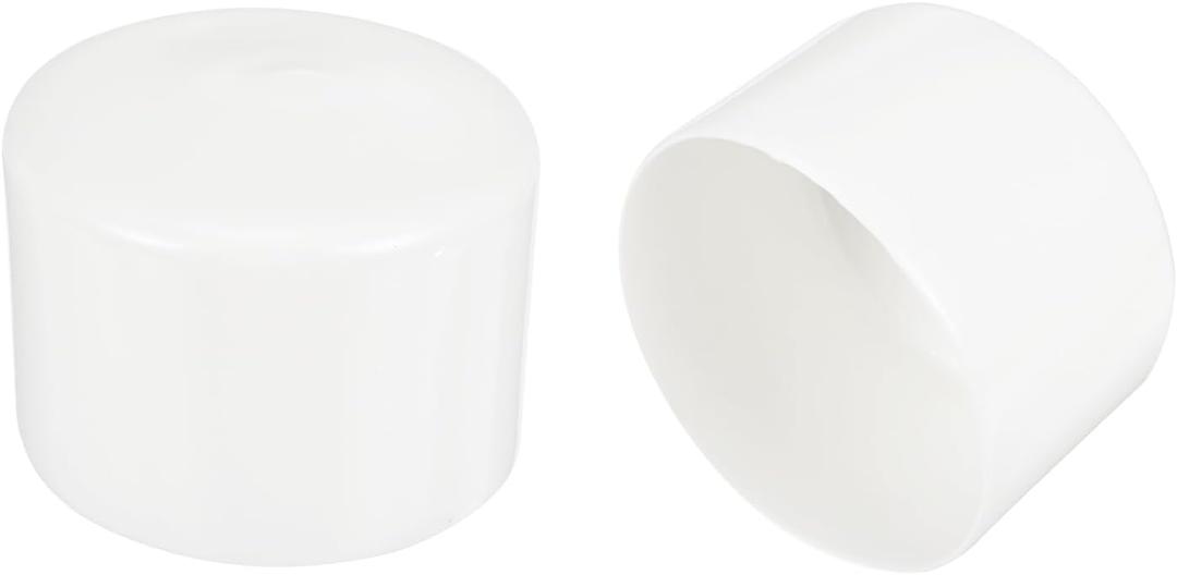 uxcell 5pcs 70mm(2 3/4") Rubber End Caps, Round Vinyl Plug Insert Plastic End Caps for Tubing, Fence, Pipe Post, Furniture, Railing, White