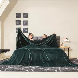 COOVA Oversized King Fleece Blanket 120x120 inches, Soft Cozy Warm Giant Extra Large 10'x10' Blanket for Bed, Sofa, Couch,Travel, Camping, California Huge Flannel Big Throw Blanket, Forest Green