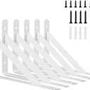 10 Inch Shelf Brackets, Kersally 6 Pack Heavy Duty L Shelf Brackets, 90 Degree Triangle Metal Supports for DIY Floating Shelf with Screws ( White)
