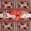 XCHI Buffalo Plaid Love Hearts Roses Flowers Valentine's Day Placemats Set of 6 Table Mats for Party Home Kitchen Dining Table Decorations 12x18 Inch