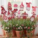 Novabright 12 Pcs 12'' Valentine's Day Metal Gnomes Yard Planter Stakes Valentines Gnomes Garden Stakes Potted Plant Signs Outdoor Decorations for Planter Pot Lawn Patio Wedding Party Decor