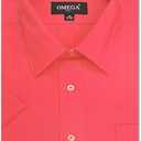 OmegaTux Mens Short Sleeve Solid Color Dress Shirts, 2XL, Coral