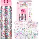 YOFUN Decorate Your Own Water Bottle with 11 Sheets of Unicorn Stickers & Glitter Gems, Craft Kit & Art Kit for Children, Gift for Girls Age 4 5 6 7 8 9 10 Years Old Kids, BPA Free Insulated (Silver)