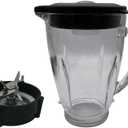 Replacement 6-cup glass jar with blade and bottom,Compatible with Oster Pro 1200 Blenders (BLSTMB-CBG, BLSTMB-CBF, BLSTMB-BBG) and Oster Master Series Blender(BLSTJJ-GPB-000,BLSTTM-GM0-000) (Black)