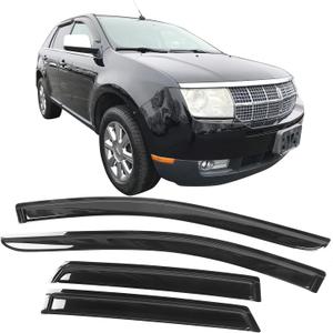 IKON MOTORSPORTS Tape On External Window Visor, Compatible with 2007-2014 Ford Edge, 2007-2015 Lincoln MKX, Acrylic Smoke Tinted Sun Rain Shade Guard Wind Vent Air Deflector