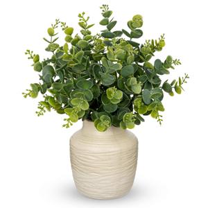 Artificial Eucalyptus Plant in Ceramic Vase, 13.8" Faux Potted Plant