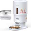 Automatic Cat Feeder - 5L Anti-Clog Cat Food Dispenser with Freshness Preservation, 1-6 Meals/Day, Programmable Portions, 10s Voice, 180-Day Battery Life, Auto Pet Feeder for Multi Cats & Dogs (White)