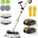 qimedo 800RPM Cordless Electric Mop, 6000mAh Battery Electric Power Scrubber & Mops for Floor Cleaning, Best Automatic Spin Mops with Smart Display,Rotating Mop with LED Light & Water Spray (Mop with 50-inch Handle)