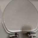 Angol Shiold Glitter Toilet Seat Molded Wood Elongated Toilet Seat with Quietly Close and Quick Release Hinges, Easy to Clean also Easy to Install (Elongated 18.5'', Silver)