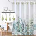 Leaves Shower Curtain Hooks-12Pack Green Plant Leaf Shower Curtain Rings,Metal Rustproof Shower Curtain Hangers,Shower Hooks Rings for Shower Curtain Rod, Bathroom Decoration Accessories