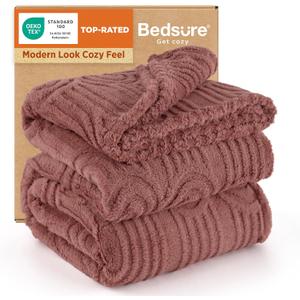 Bedsure GentleSoft Fleece King Size Blanket for Bed - Super Soft & Cozy, Fluffy Blankets for Women & Girls, Ideal for Sofa & Couch, Dusty Pink, 108x90 Inches