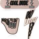 Briwooody 3 Pcs Wood Plaque Sign Rad Little Dude Wood Wall Hanging Tags Cool Nursery Decor Born to Be Dude Wall Sign Gifts for Room Dorm Playroom, Black and White Checked