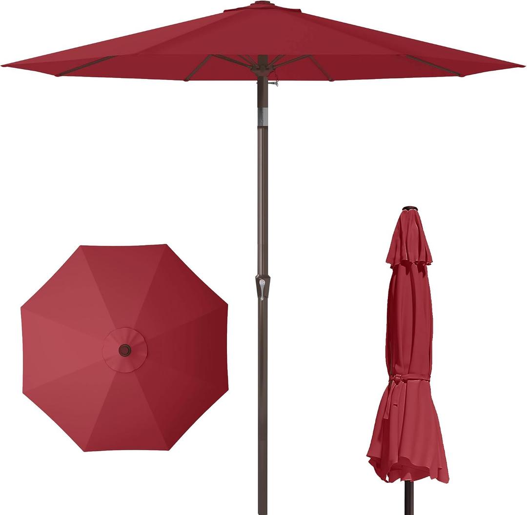 PatioKingdom 11FT Patio Umbrella,Outdoor Umbrella with Push Button Tilt and Crank,Market Table Umbrella with 8 Sturdy Fiberglass Ribs UV Protection