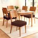 Songrey Waterproof Seat Covers for Dining Chairs Set of 6, No Rear Chair Covers, Stretch Removable Washable Chair Slipcover Protector, Chocolate