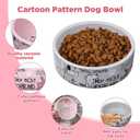 2 Pcs 5 Inch Ceramic Dog Bowls Dishes for Small Dogs Cute Cartoon Pattern Puppy Cat Bowls Heavy Food Water Dishes for Pets Feeding Travel, Dishwasher Safe Microwave Safe(Pink and Gray)