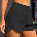 BMJL Women's Athletic Shorts High Waisted Running Short Pocket 2.5" Sporty Shorts Gym Elastic Workout Shorts(XL,Black)