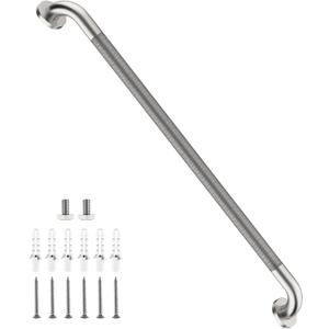 Brushed Nickel Grab Bar 36 Inch, iHansee Anti-Slip Bathroom Grab Bar w/Knurled Grip, Stainless Steel Long Safety Handrail for Toilet Bathtub Stair, Wall Mounted Shower Handle Handicap Bars for Elderly