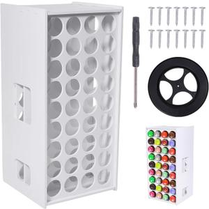 GLOBLELAND 72 Holes 360 Spining Craft Paint Organizer for 2oz Craft Paints Spining Color Storage Containers Display Painting Tower Storage Stand Desk Organizer