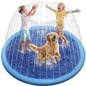 Raxurt Non-Slip Splash Pad for Kids and Dog, 67'' Splash Pad Thicken 0.58mm Toddler Baby Splash Sprinkler Pad Dog Pool Summer Outdoor Water Toys for Boys Girls