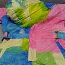 Haloumoning Girls Colorful One Piece Snowsuits Kids Hooded Fleece-Lined Waterproof Ski Suits Coveralls Winter Jumpsuits (5-6 Years)