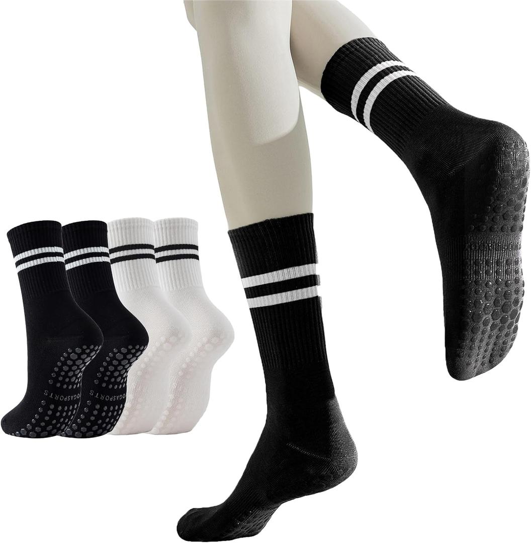 GUUNIEE Pilates & Yoga Socks for Women with Non-Slip Grip for Barre, Ballet,Hospital & Barefoot Workout 2/4 Pairs Breathable