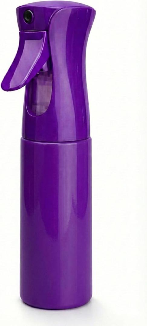 Hula Home Continuous Spray Bottle for Hair (10.1oz/300ml) Empty Ultra Fine Plastic Water Mist Sprayer  For Hairstyling, Cleaning, Salons, Plants, Essential Oil Scents & More - Purple