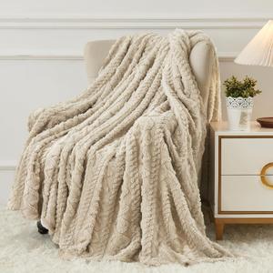 Aganear Fleece Throw Blanket - Cozy Soft Lightweight Fuzzy Throw Blanket for Women Portable Throw Blankets for Couch, Warm Present for Birthday, Christmas, Halloween, Housewarming (50"x60", Khaki)