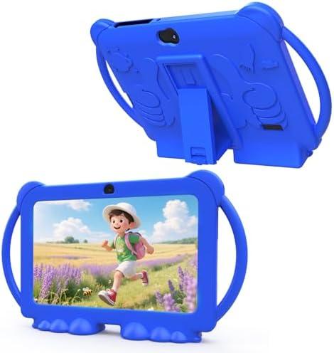 HOTTABLET Kids Tablet 7 inch Android 12, 4GB RAM 32GB ROM, 512GB Expandable, with Parental Control, WiFi, Bluetooth, Dual Camera with Silicone Case, 1PCS(Blue)