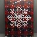 Christmas Snowflake Canvas Print Wall Art - Red and Black Checkered Buffalo Plaid - Wall Decor Modern Artwork Paintings Pictures for Living Room Stretched and Framed Ready to Hang - 24" x 36"