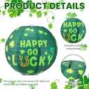 Huquary 12 Pcs 10 Inch St Patricks Day Paper Lanterns Party Decorations Round Green Shamrock Lanterns Clover Hanging Paper Decors for Irish Indoor St Patricks Day Outdoor Party Supplies