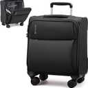 Hanke Underseat Carry On Luggage with Wheels, Spinner Small Suitcase, 16-Inch Rolling Under Seat Luggage, Softside Lightweight Carry On Bag for Airplane TSA Travel Personal Item, Black