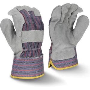 Regular Shoulder Gray Split Cowhide Leather Glove - Size 2X