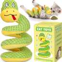 Retro Shaw Interactive Snake Cat Toy - 11 in Realistic Catnip Toy with SilverVine & Crinkle Sound, Bite-Resistant Plush Kicker for Indoor Cats Exercise, Teething & Boredom Relief, Spring-Loaded Design