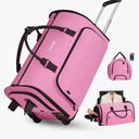 Rolling Garment Bags for Travel, 59L Rolling Duffle Bag with Wheels and Shoe Compartment for Men and Women, 3 in 1 Carry on Convertible Travel Garment Bag with Wheels, Pink