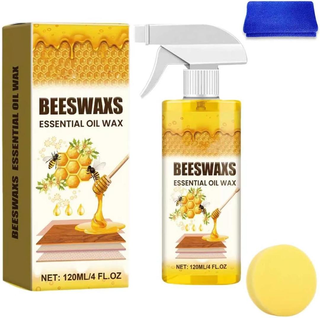 Beeswax Wood Polish Spray Natural Beeswax Furniture Polish & Wood Cleaner, Multi-Purpose Wood Care Spray for Cabinets, Tables & Floors, Restores Shine & Protects Surface (Pack of 1)