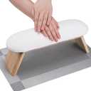 Segbeauty Foldable Nail Arm Rest Stand, Adjustable Height Hand Rest for Nails Tech, White Professional Wooden Manicure Stand Portable Nail Hand Pillow, Nails Supplies for Manicure Salon Home DIY