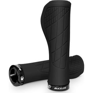 BUCKLOS Single Lock-on Bike Handlebar Grips - Mountain Bike MTB Ergonomic Anti-Slip Handle Grip - Bicycle Comfort Locking Handle Bar for BMX/Cruiser Bike/Scooter (7/8" Black)