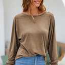 Dokotoo Womens Tops Long Sleeve Tops Shirts 2025 Spring Trendy Business Work Loose Basic T-Shirts (Small)